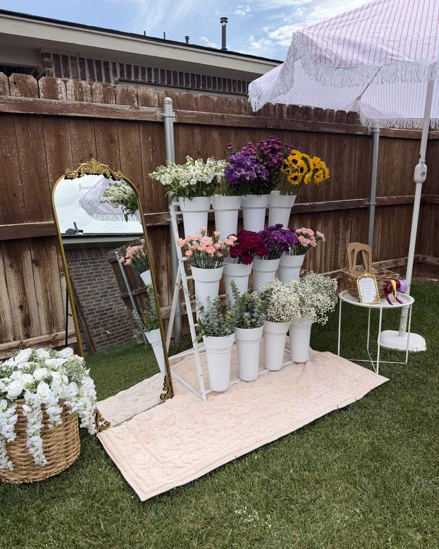 Event Florals by Blooms x Mel — Floral setups and backdrops for birthdays, showers, quinceañeras, and photoshoots, styled with mirrors, umbrellas, and